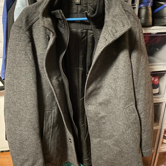 BOSS MENS COAT IN VIRGIN WOOL AND CASHMERE XXL